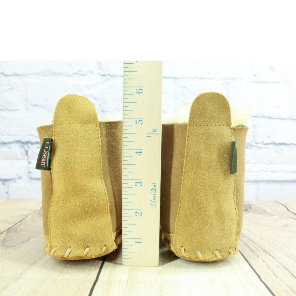 LL Bean Brown Suede Wicked Good Shearling Lined Slipper Ankle Boots Size 9 M - Picture 6 of 10